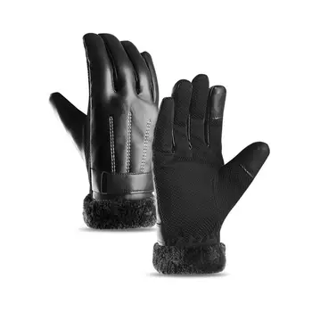 

Mounchain Men Outdoor Sports Leather Gloves Winter Cycling Windproof Waterproof Touch Screen Motorcycle Gloves