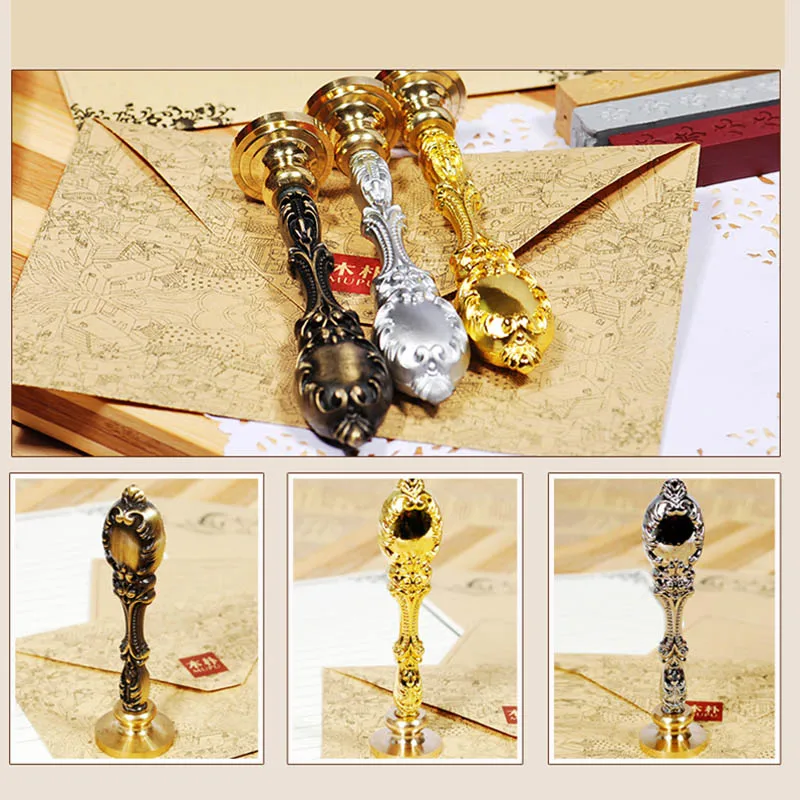 

Wedding Invitation Metal Handle Vintage Children Gift Gold Silver Quality Wax Stamp Bronze Wax Seal Wax Strips 1 Pcs