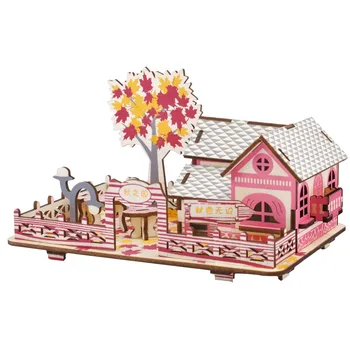 

Xin Lian Autumn Scenery Boundless Wooden Three-dimensional Jigsaw Diy Manual Material Science Girl Toys