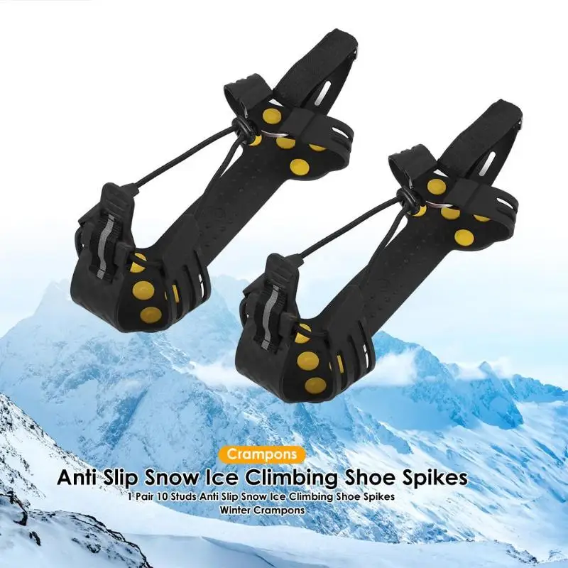 1 Pair 10 Studs Anti Slip Snow Ice Climbing Shoe Spikes Winter Crampons