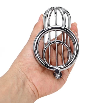 VATINE Cock Cage Lockable Stainless Steel Penis Cock Ring Sleeve Lock Sex Toys for Men Male Chastity Device Adult Products 3