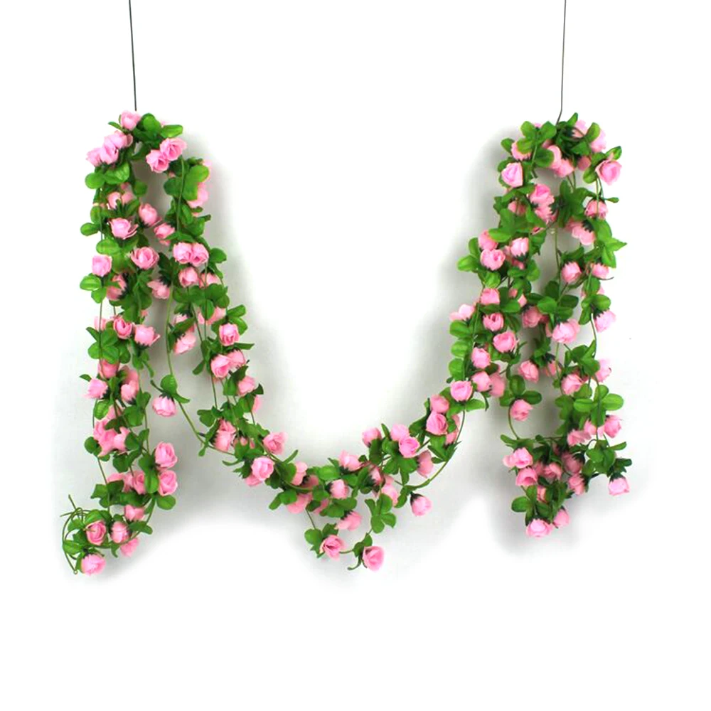 

2m Artificial Rose Flower Vines Artificial Silk Flower Arrangement Fake Rose Vine Home Outdoor Wedding Arch Garden Wall Decor