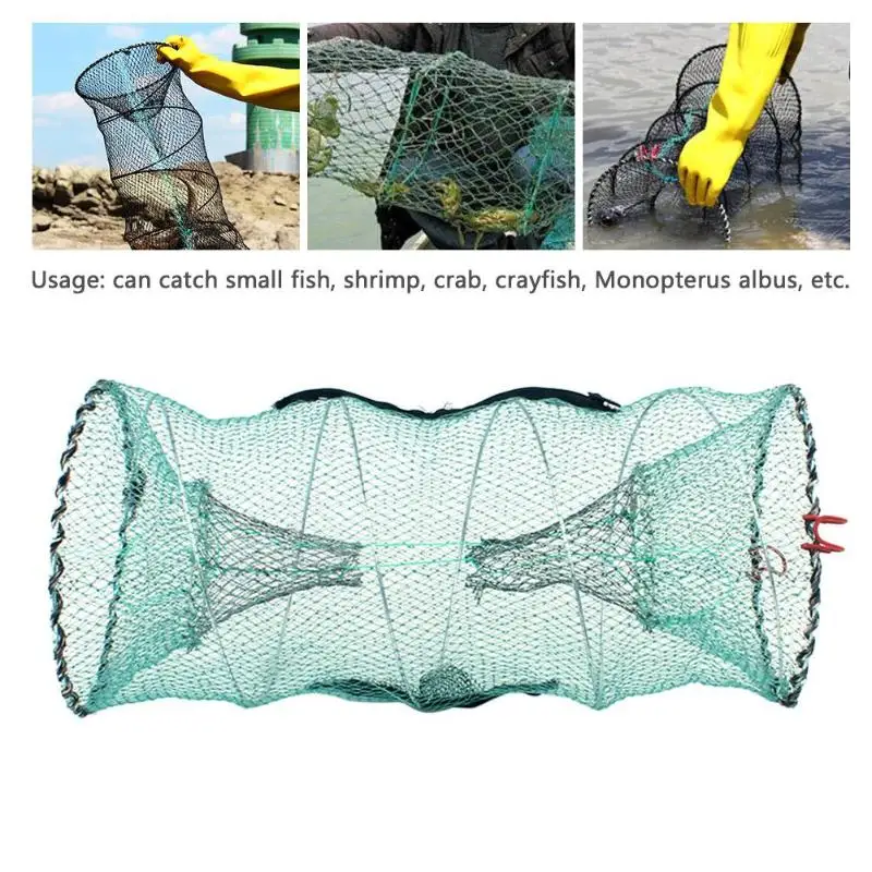 

Fishing Net Folding Baits Crab trap Crawdad Network Cage Shrimp Minnow Fishing Bait Trap Cast Dip Net Spring Cage Mesh Trap