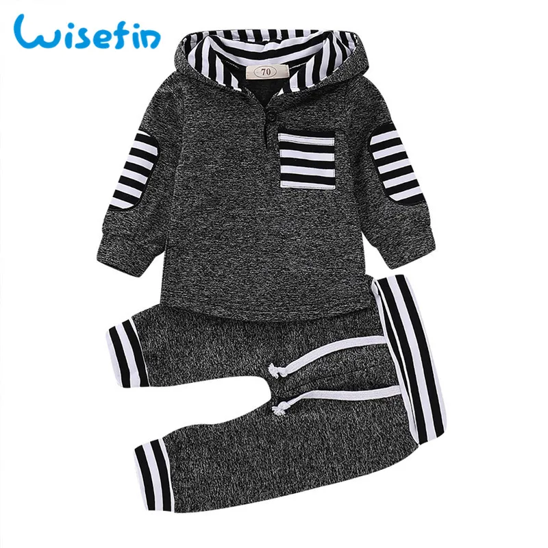 

Wisefin Children Clothing Boy Outfits Winter Autumn Striped Kids Clothes Set For Boy Long Sleeve Toddler Boy Outfits Hoodie+Pant