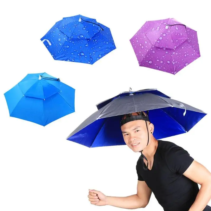 Портативный двойной УФ солнцезащитный козырек водонепроницаемый колпачок двойная дышащая ветрозащитная шапка-Зонтик для рыбалки головной убор зонтик шляпа Рыба Pesca