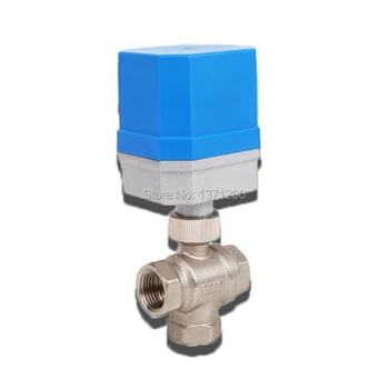 

DN15 AC220V/110V/24V DC12V/24V 3 way motorized ball valve brass electric ball valve