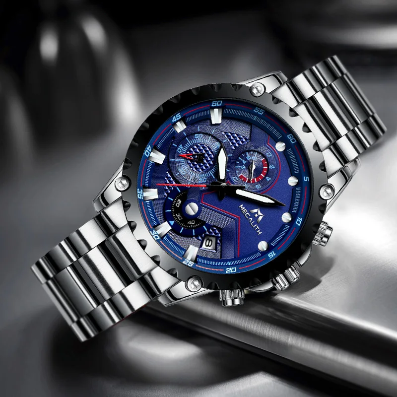 

MEGALITH Mens Watches Waterproof Chronograph Date Military Sports Men's Watch Relogio Masculino Watch Top Brand Luxury Clock