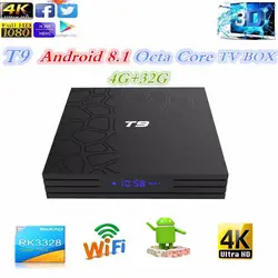 2018 T9 ТВ Box Android 8,1 4 ГБ, 32 ГБ, 64 ГБ Smart ТВ префикс Rockchip RK3328 1080 P H.265 4 K GooglePlay медиаплеера PK H96max