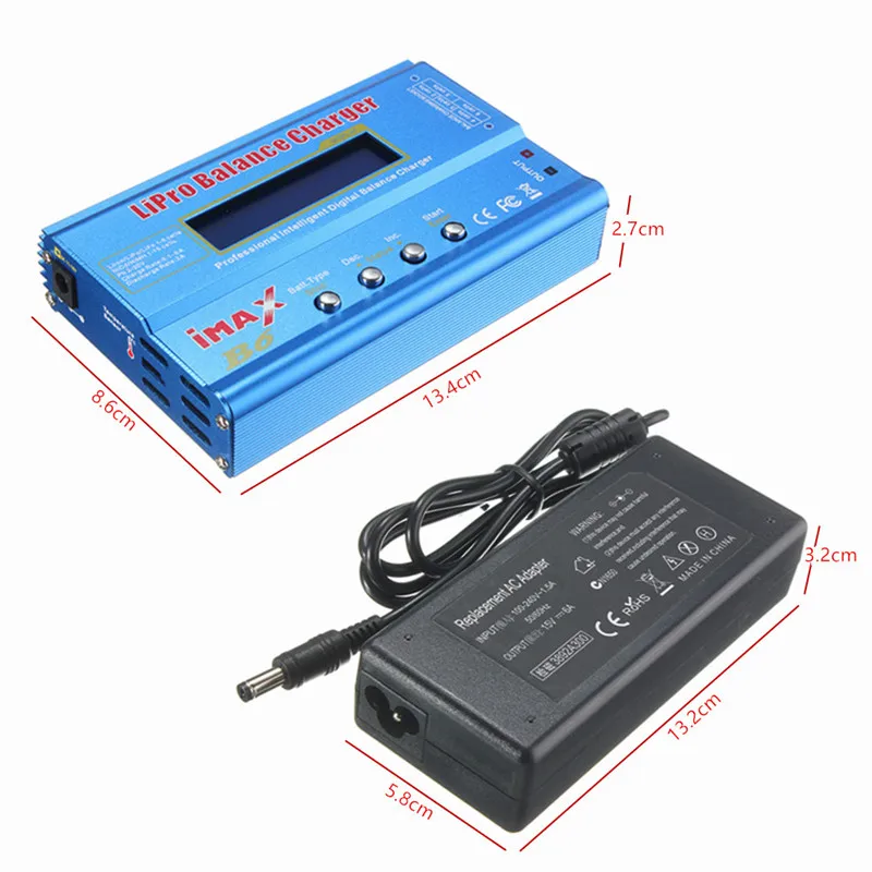 For RC Drone FPV Digital 80W 1-6S RC Lipo NiMH Battery Balance Charger Discharger with Power Adapter US/UK/EU/AU Plug