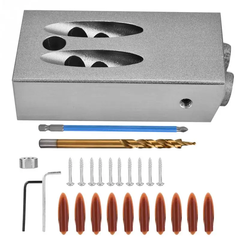 26 pcs Woodworking Drill Guide Pocket Hole Drilling Jig Kit Woodworking Oblique Drill Guide Set