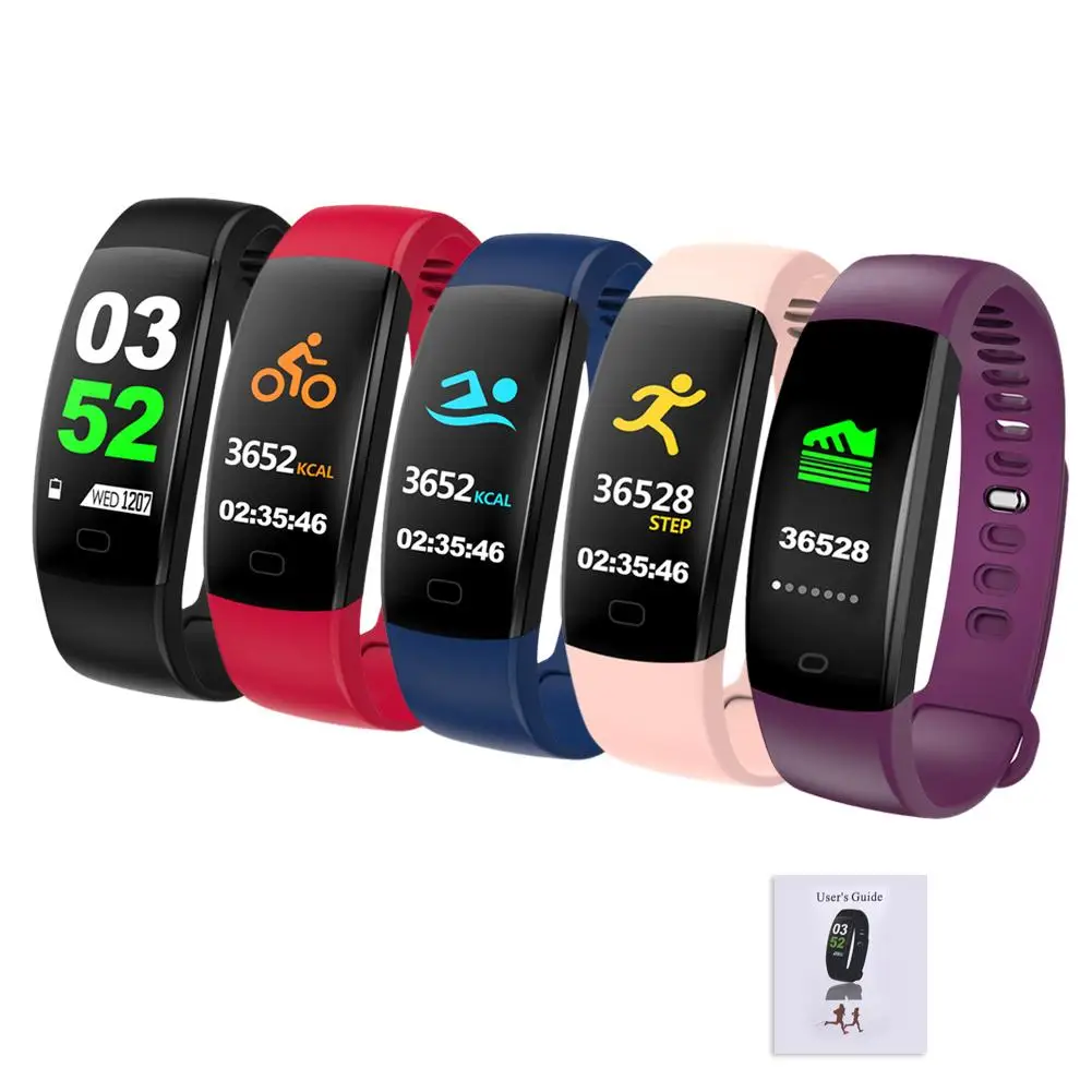 

F64HR 0.96 Inches Smart Bracelet Step Counting Heart Rate Monitoring Blood Oxygen Monitoring Information Pushing Smart Bracelet