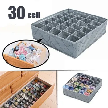 

30 Cells Multi-size Bra Underwear Organizer Foldable Home Storage Box Non-woven Wardrobe Drawer Closet Organizer For Scarf Socks