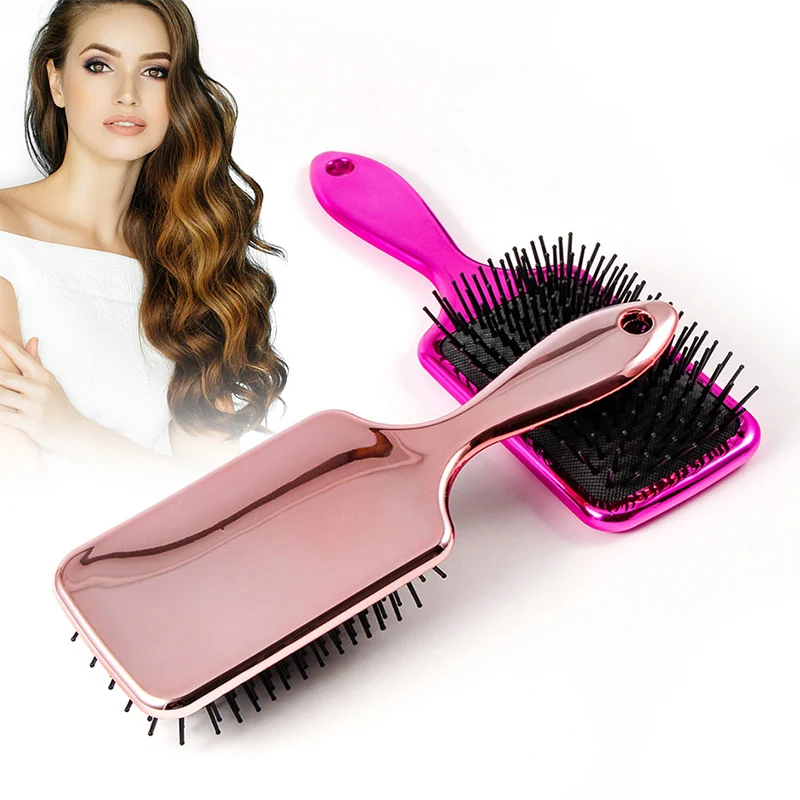 1pc Magic Anti static Hair Brush Handle Plastic Electroplate Comb