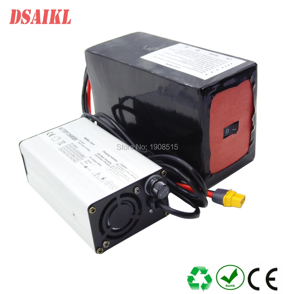 

1000W 14S4P sanyo GA cells 52V 14Ah 15Ah 17.5Ah 21Ah 24.5Ah black color ebike battery pack with turn on/off power switch