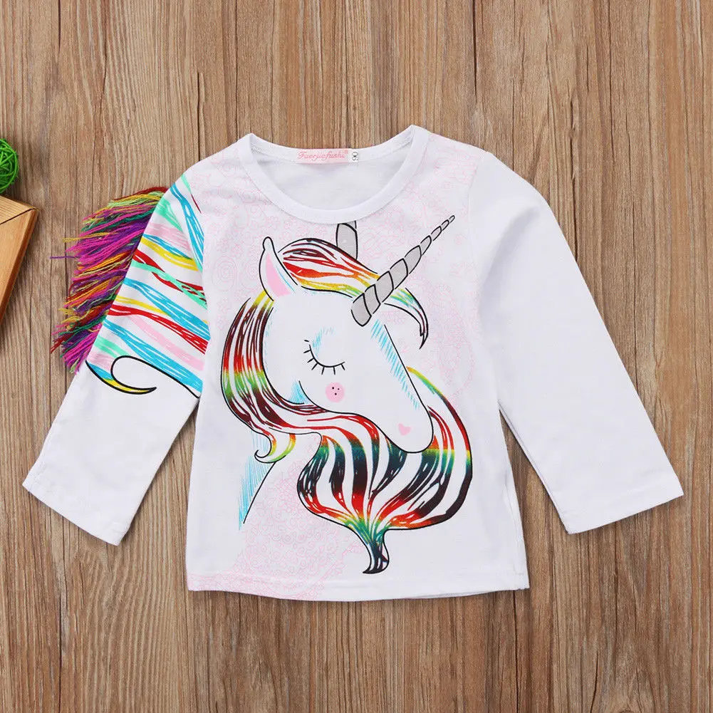 

Pudcoco New Casual Toddler Kids Girls Cartoon Unicorn Long Sleeve Tops T-shirt Clothes 1-6Y 2019
