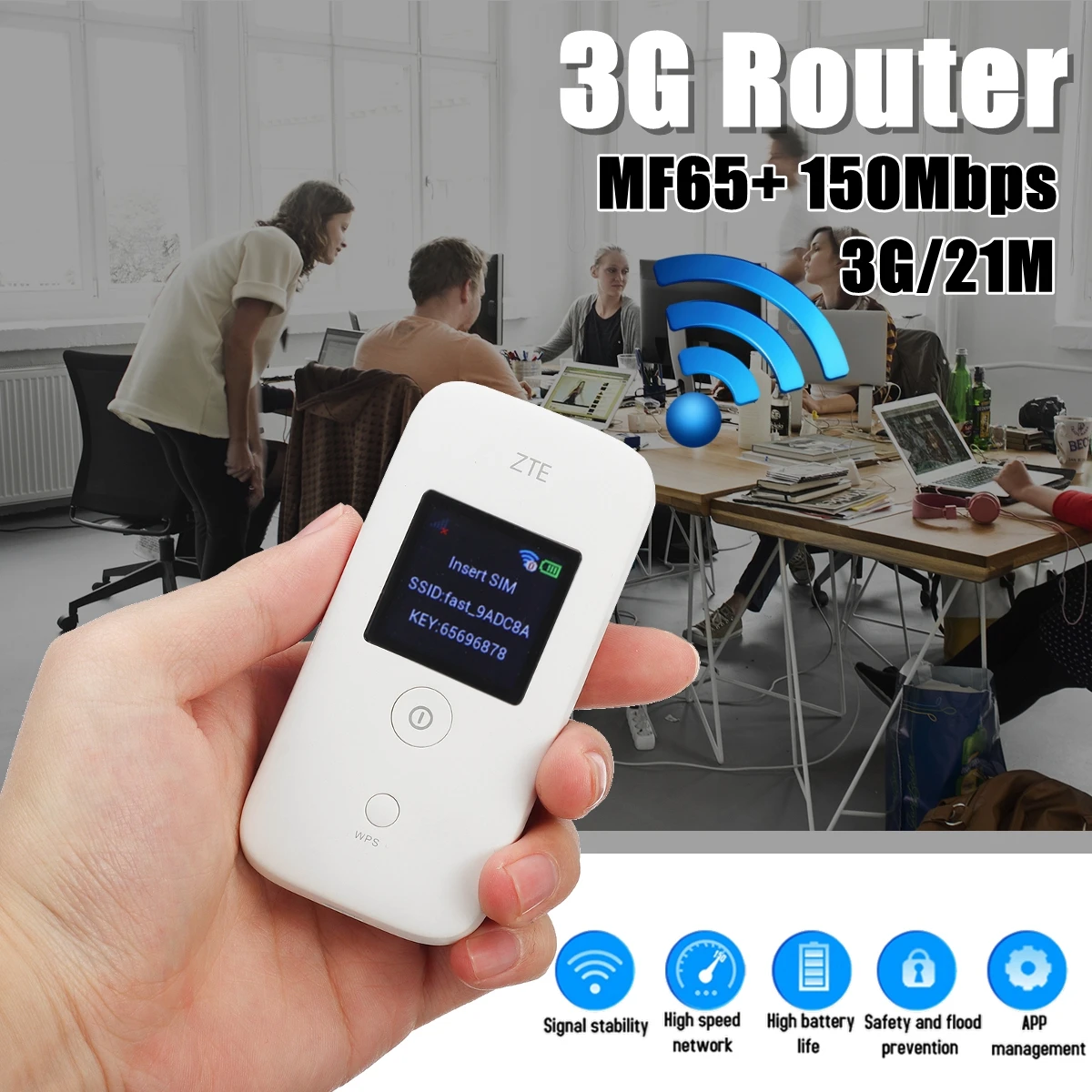 

Portable 3G Router LTE Wireless Router Mobile Wifi Hotspot SIM Card Slot for Mobile Phone