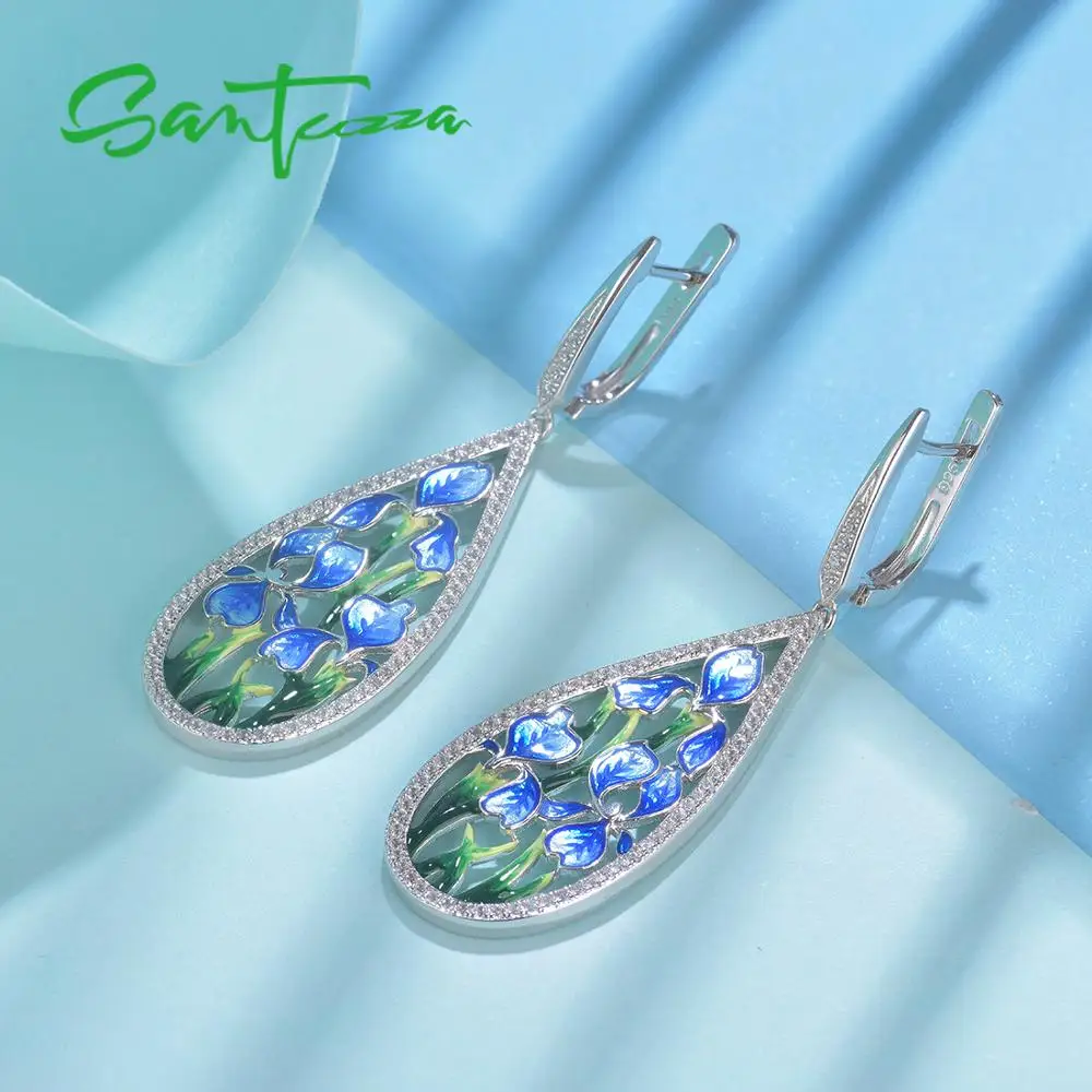 Женские серебряные сережки подвески SANTUZZA из серебра 925 пробы с блестящим