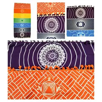 

Square Rainbow Patterns Multicolored Carpet 7 Chakra Striped Tapestry Beach Towel Yoga Mat Picnic Mat