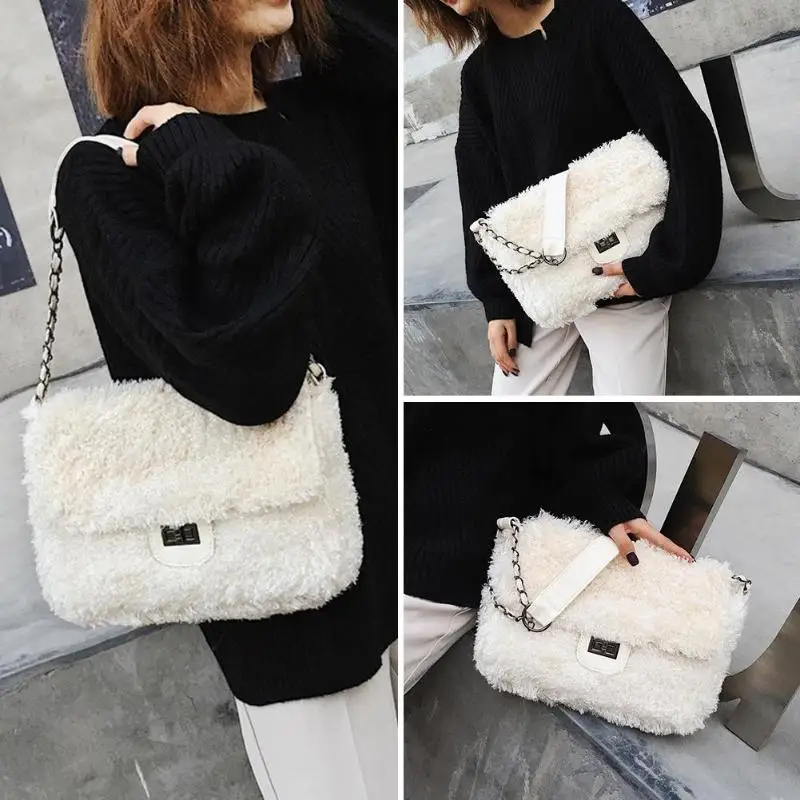

Winter Faux Fur Crossbody Bags Sling Messenger Bag Women Shoulder Mini Handbags Clutch Envelope Purse Bolsa