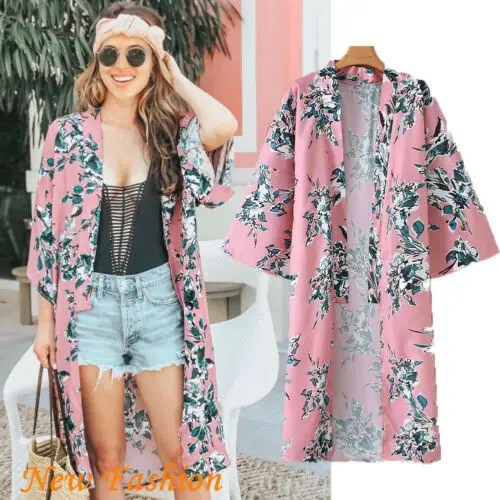 

Trendy Sexy lady 2019 Women Mandala Floral Beach Kimono Blouse Chiffon Cardigan Shawl dress bathing suit beach Cover up Tops