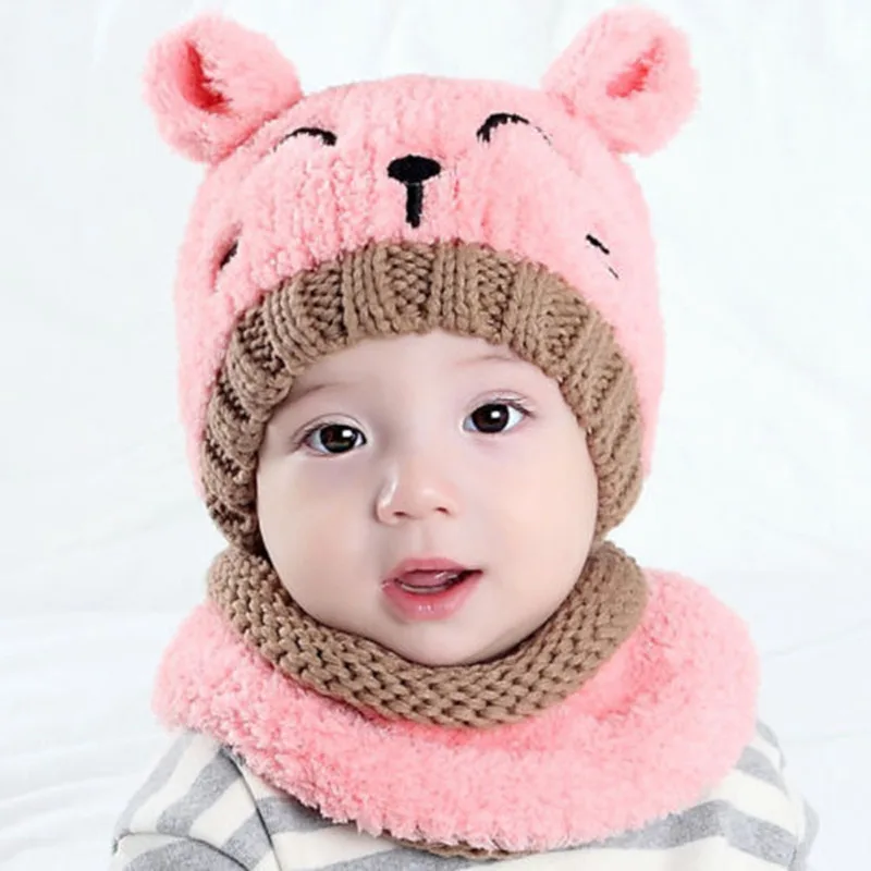 

Cute Lovely Adorable Baby Toddler Girls Boys Warm Hat Winter Cartoon Beanie Hooded Scarf Earflap Knitted Cap