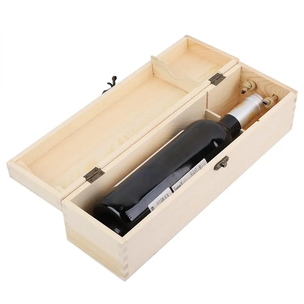 

Retro Empty Single Bottle Red Wine Box Paulownia Wood Storage Case Container Carrier Grape Whiskey Packing Box