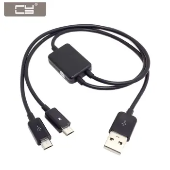 

CY 50cm Black Combo USB to Micro USB Dual Plug Data Charger Splitter Cable 2 in 1 for HTC Sam sung Cell Phone & Tablet