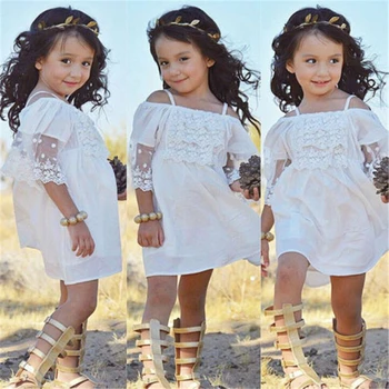 

CANIS 2019 New Lace Girl Clothing Princess Dress Kid Baby Party Wedding Pageant Cute White Dresses Clothes Baby Girls
