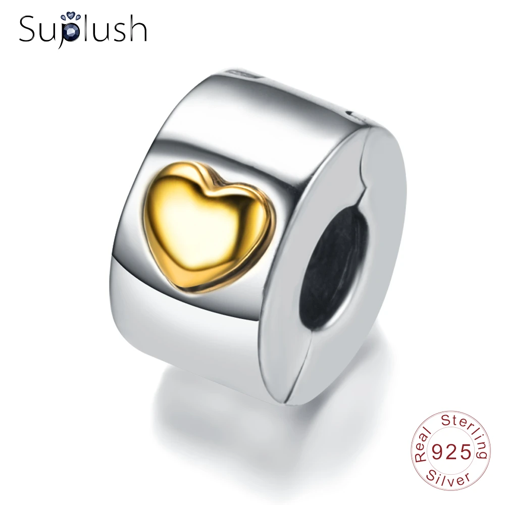 Suplush 925 пробы 100% цвет серебристый золотой сердце классический подвески-талисманы