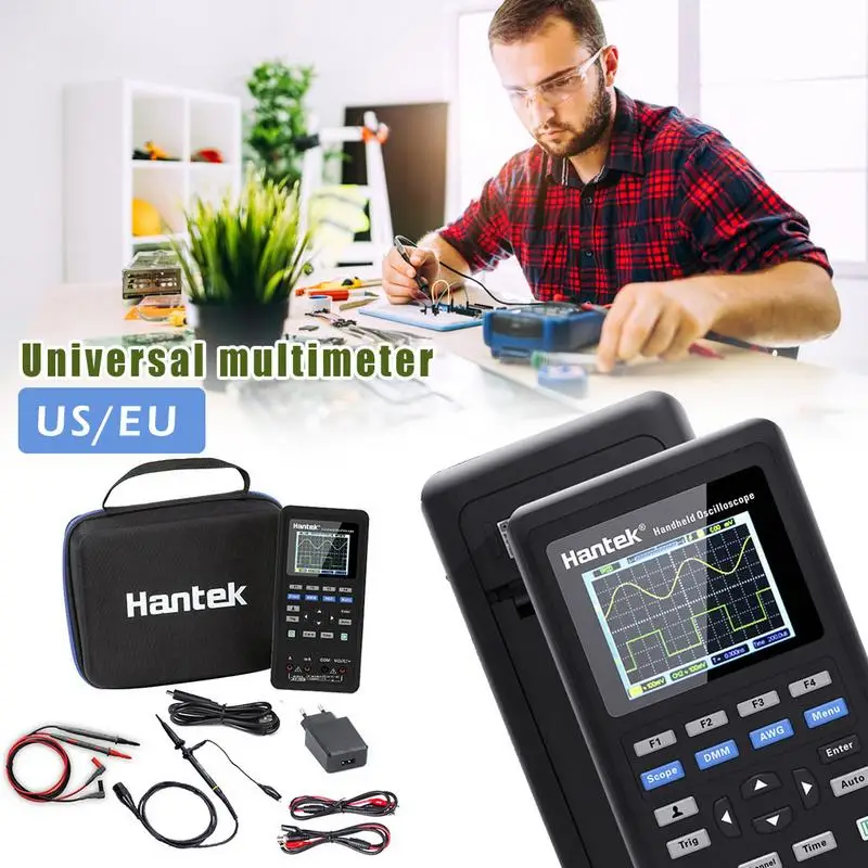 

3in1 2D72 Digital Oscilloscope+Waveform Generator+Multimeter Portable USB 2 Channels 40mhz 70mhz LCD Display Test Meter Tools