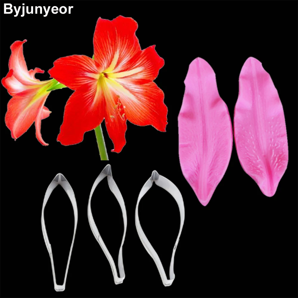 

Lily Flower Petal Silicone Veiner & Cutter Fondant Sugarcraft Stainless Steel Cutter Cake Decorating Moulds Fondant Cutter CS244