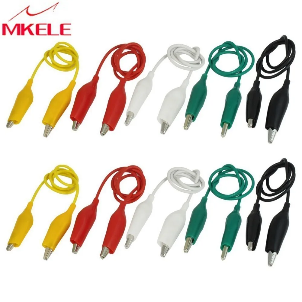 10pcs 5 colors двунаправленной кабель батареи аллигатор испытания шнур ролик банан