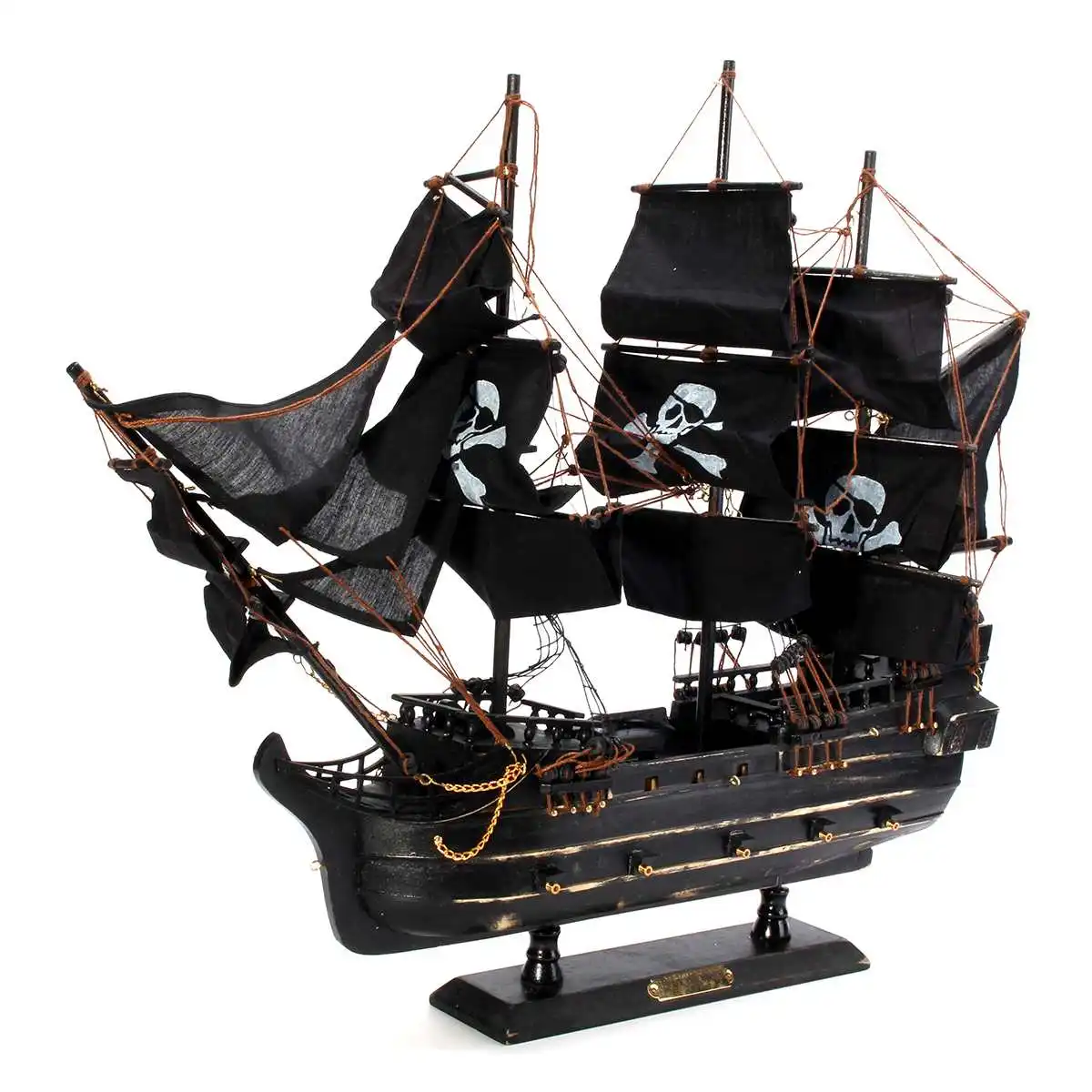 

Caribbean Pirate 1670 Wooden Crafts Sailing Boat Figurine Ornament Vintage Simulation Sailboat Model Ship Home Desktop Decor