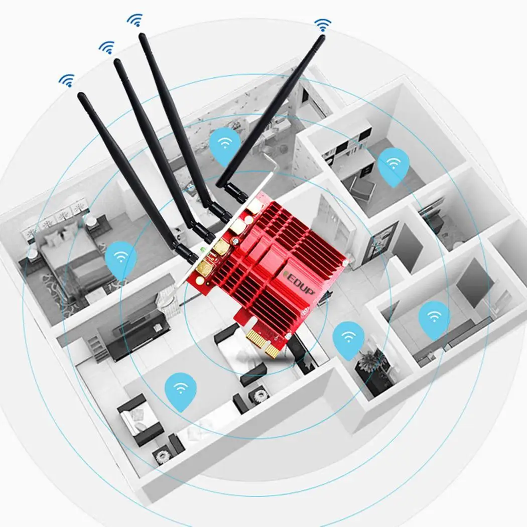 

Mini Wireless Computer Network Card PCI-E WiFi As Picture 5dBi x 4 IEEE 802.11ac/IEEE 802.11n/a/b/g Adapter