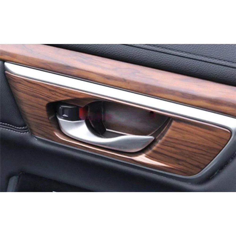 

4pcs/Set Plastic Peach Wood Grain Car Interior Door Bowl Sticker Trim suirable For Honda CRV CR-V 2017-2018 Car Accessories