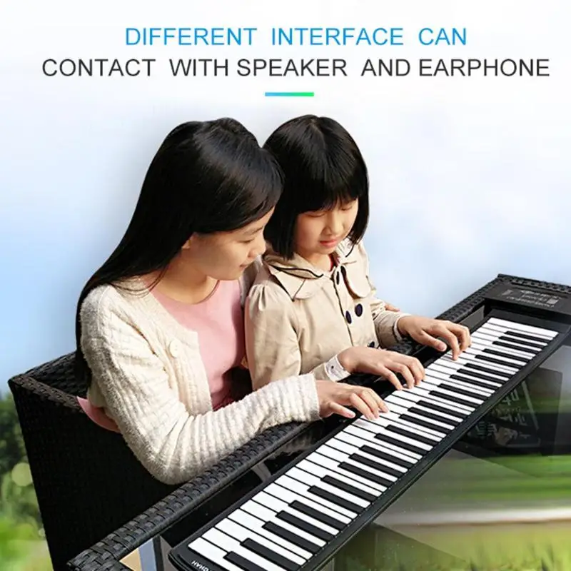  49/61/88-key Roll Up Piano Flexible Silicone Roll-Up Piano Folding Keyboard for Children Student Mu