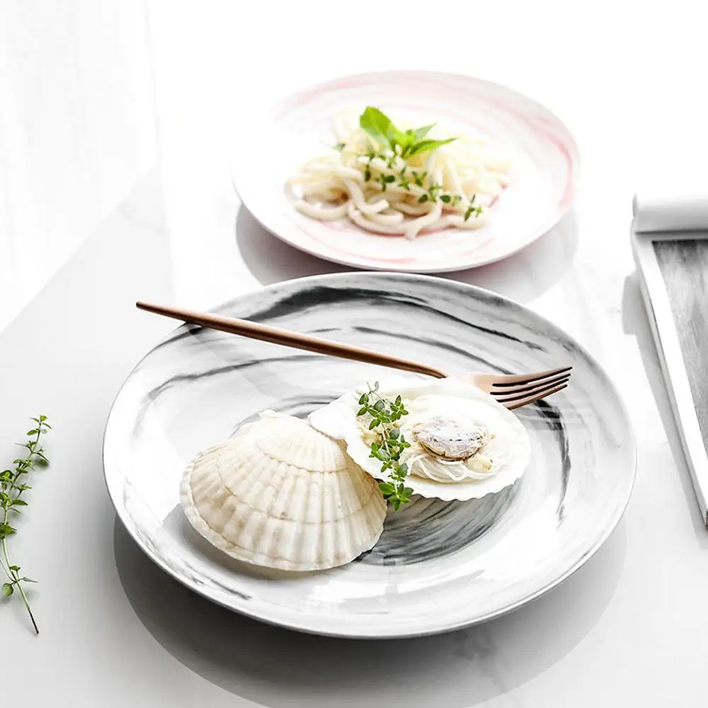 

Ceramic Breakfast Plate Marble Pattern Plate Dinnerware Set Steak Western Dish Cake Plate Nordic Household Tableware