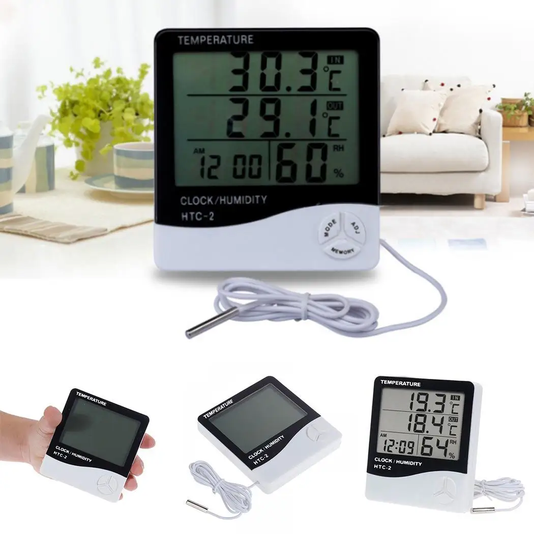

2019 Thermometer HTC-2 Vastar Weather Tester LCD Station Indoor Outdoor Temperature Humidity Digital Meter Electronic Hygrometer