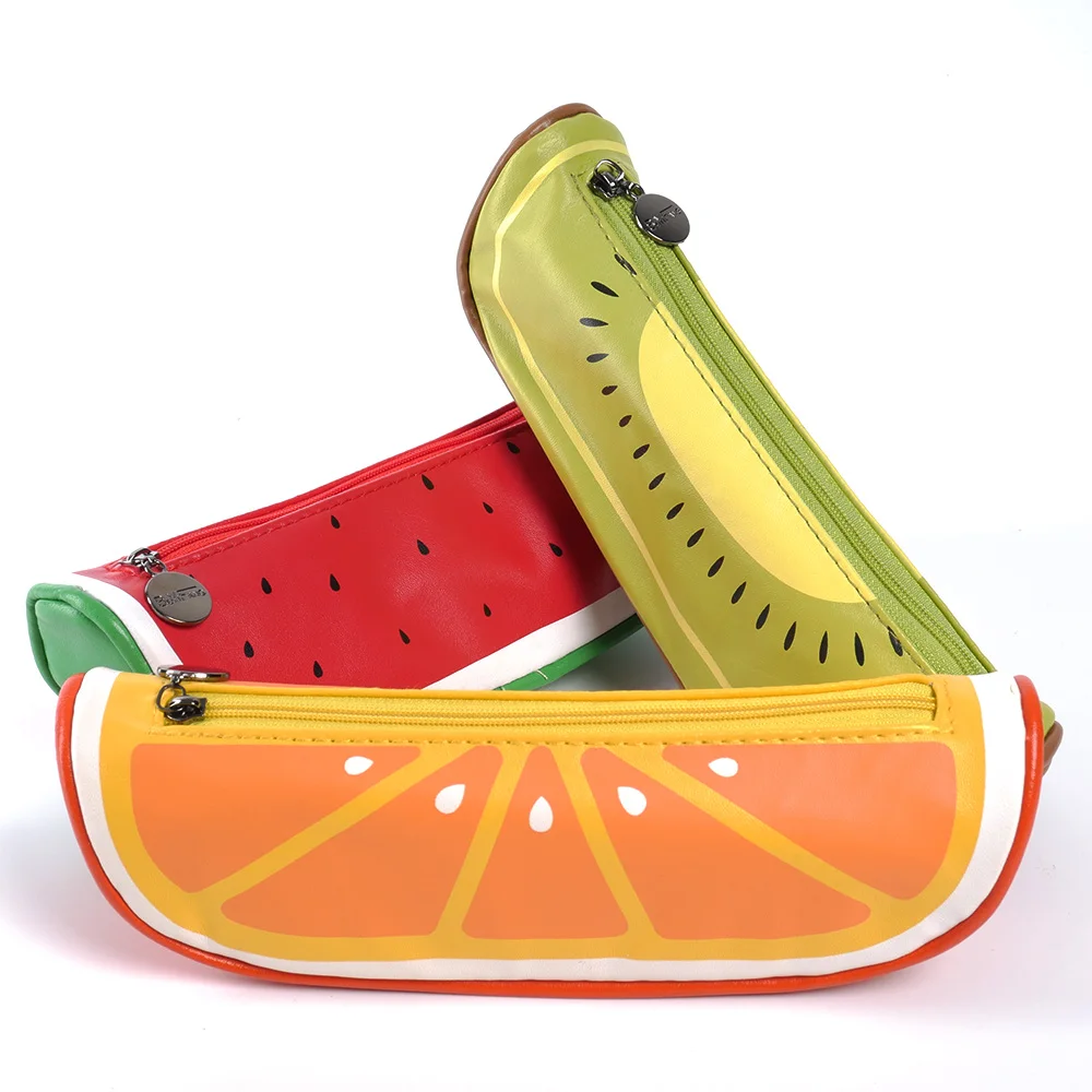 1Pc Creative Kawaii Fruit Style PU Large Capacity Pencil Case