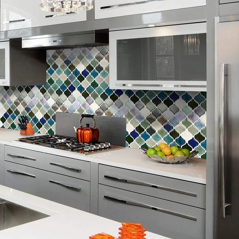 

1Pcs Moroccan Tile Self Adhesive Backsplash 3D Mosaic Tile Wall Sticker Vinyl Bathroom Kitchen Home Decor DIY