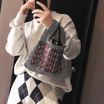 

2019 New Flash Diamond Package Bling Thank You Letter Sequin Handbag Women Messenger Bag Purses And Handbags Ladies Hand Bags