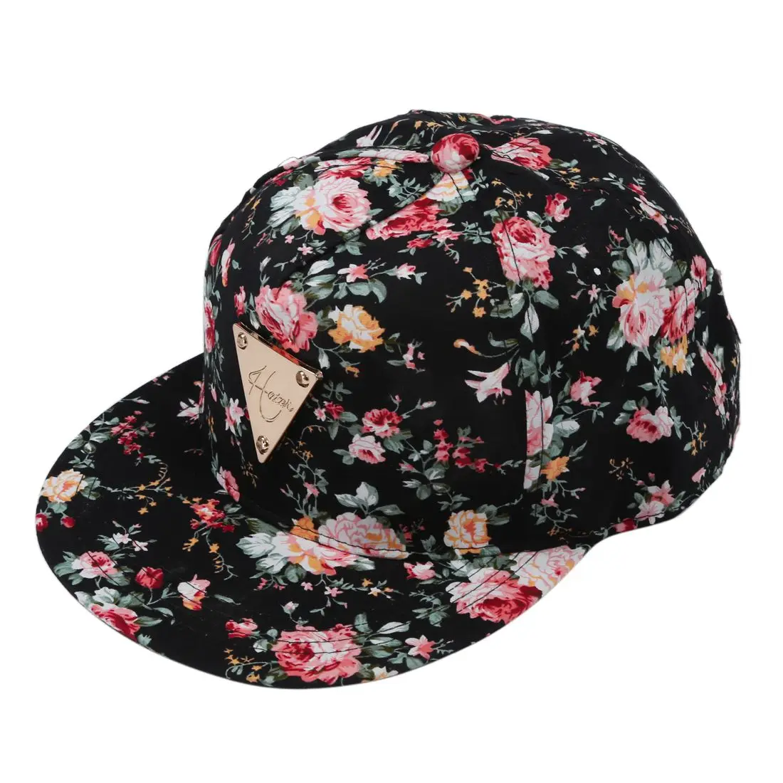 HTHL-цветы Snapback шляпа, хип-хоп плоские экраны бейсболка Регулируемый размер черный