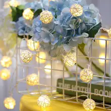 Теплый белый 5 м 20 светодио дный фонари украшения ЕС 220 В светодио дный светодиодные хлопковые шаровые гирлянды Фея свет для рождественской елки Свадебные украшения