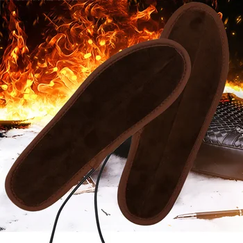 

Unisex Winter Heated Insoles For Shoes USB Electric Powered Short Plush Shoe Pad Women Men Plus Size Keep Warm Foot Shoe Inserts