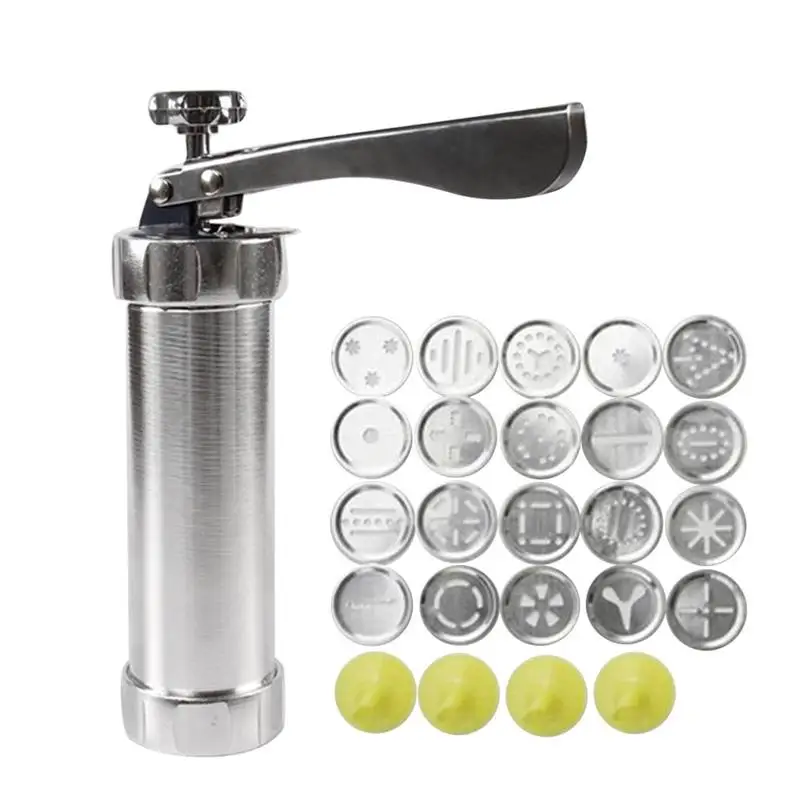 

DIY Household Stainless Steel Tube Extrusion Stencil Machine 20 Flower Chip Cookie Cutters Manual Maker Press With 20 PCS Moulds