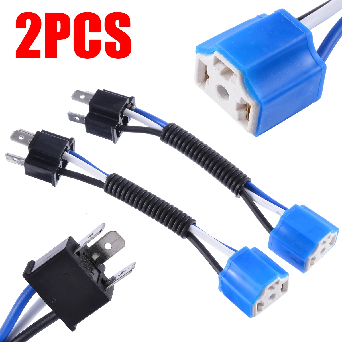 

2Pcs H4 9003 Headlight Bulb Ceramic Socket Plug Connector Wiring Harness Cable Car Bulb Connector Female Male Plug Socket