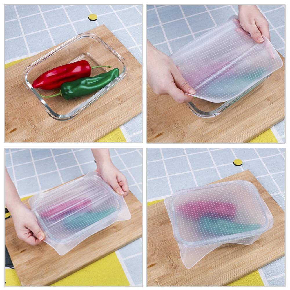 Reusable Stretch Cling Film Bowl Cup Pad Fresh Keeping Lid Food Storage Cover Silicone Wrap Seal Cover Kitchen Tools