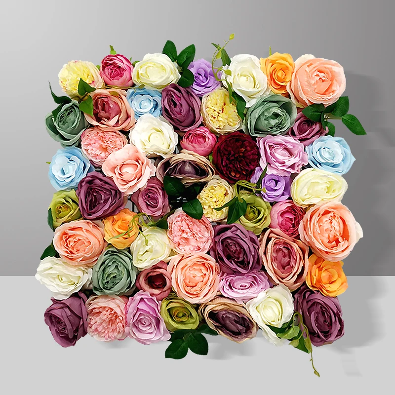 

50x50cm Artificial Silk Rose Peony Flower Panels 3D Wedding Backdrop Wall Decoration Romantic Fake Flowers Stage Party Decor