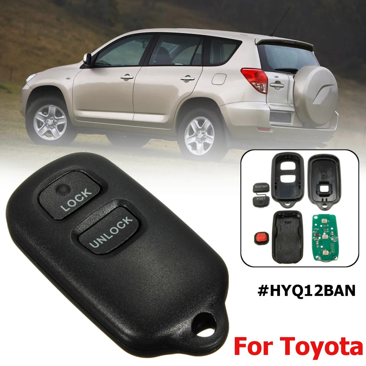 

315MHz Remote key fob 2+1 button for Toyota FJCruiser Highlander Prius RAV4 Tacoma Yaris 2002 2003 2004 2005 2006 2007 HYQ12BBX