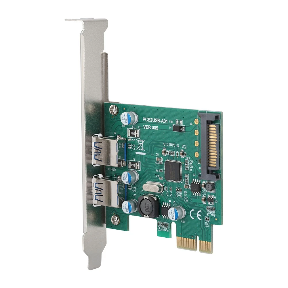 

PCI-E to 2*USB3.0 ASM1042A Converter Extender Adapter Card Support UASP SATA Interface Add On Cards On Sale